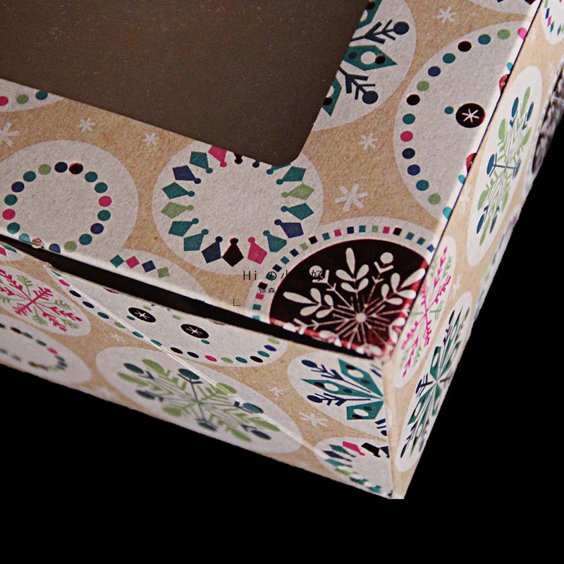 10pcs Christmas snowfake Box Transparent Window Puff Gift Box Handmade Cookie Candy Packing Box Wedding Party Decoration