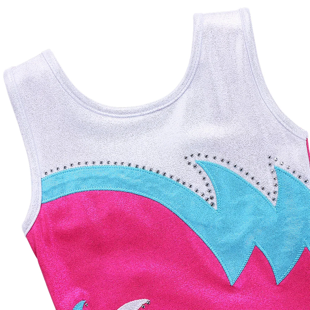 BAOHULU Little Girls Gymnastics Leotard Sparkle Patchwork Ballet Bodysuit for Girls Ballet Dance Wear with Diamond Kids Tank