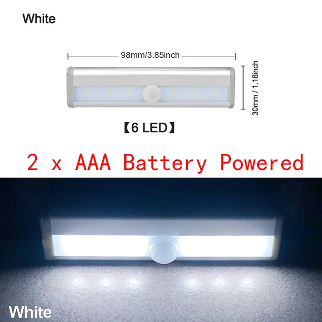 6 LED White Battery