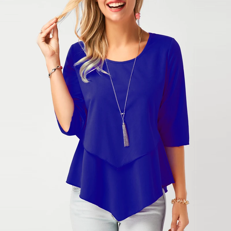 2020 Spring O Neck Half Sleeve Chiffon Blouse Women Plus Size Solid Loose Casual Shirts Elegant Summer Womens Tops and Blouses 2020 Spring O Neck Half Sleeve Chiffon Blouse Women Plus Size Solid Loose Casual Shirts Elegant Summer Womens Tops and Blouses