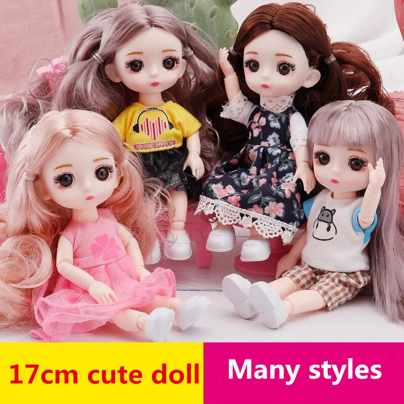 Moveable Jointed Mini 13 Joints 1/12 16cm BJD Doll 3D Eyes Dress Up Toy