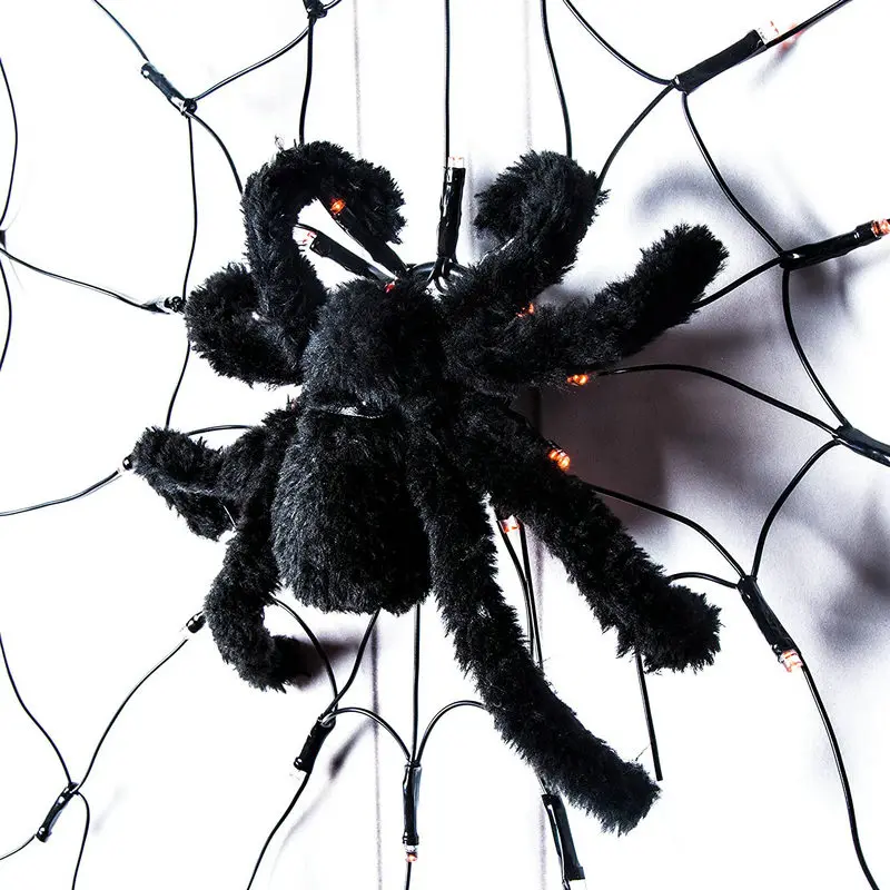 Led Halloween Spider  Light Net Lights And 1 Black For Yard Garden