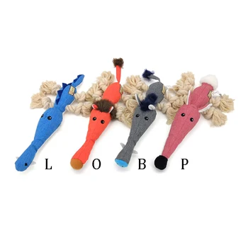 

Interactive Pet Dog Toy Durable Cotton Rope Chew Toy For Dogs Molar Training Teeth Cleaning Sound Animal-shaped Toy