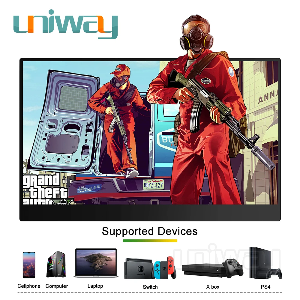 Uniway 15 6 дюйма Экран Портативный ЖК монитор HDMI Тип usb c USB C IPS для ноутбука XBox