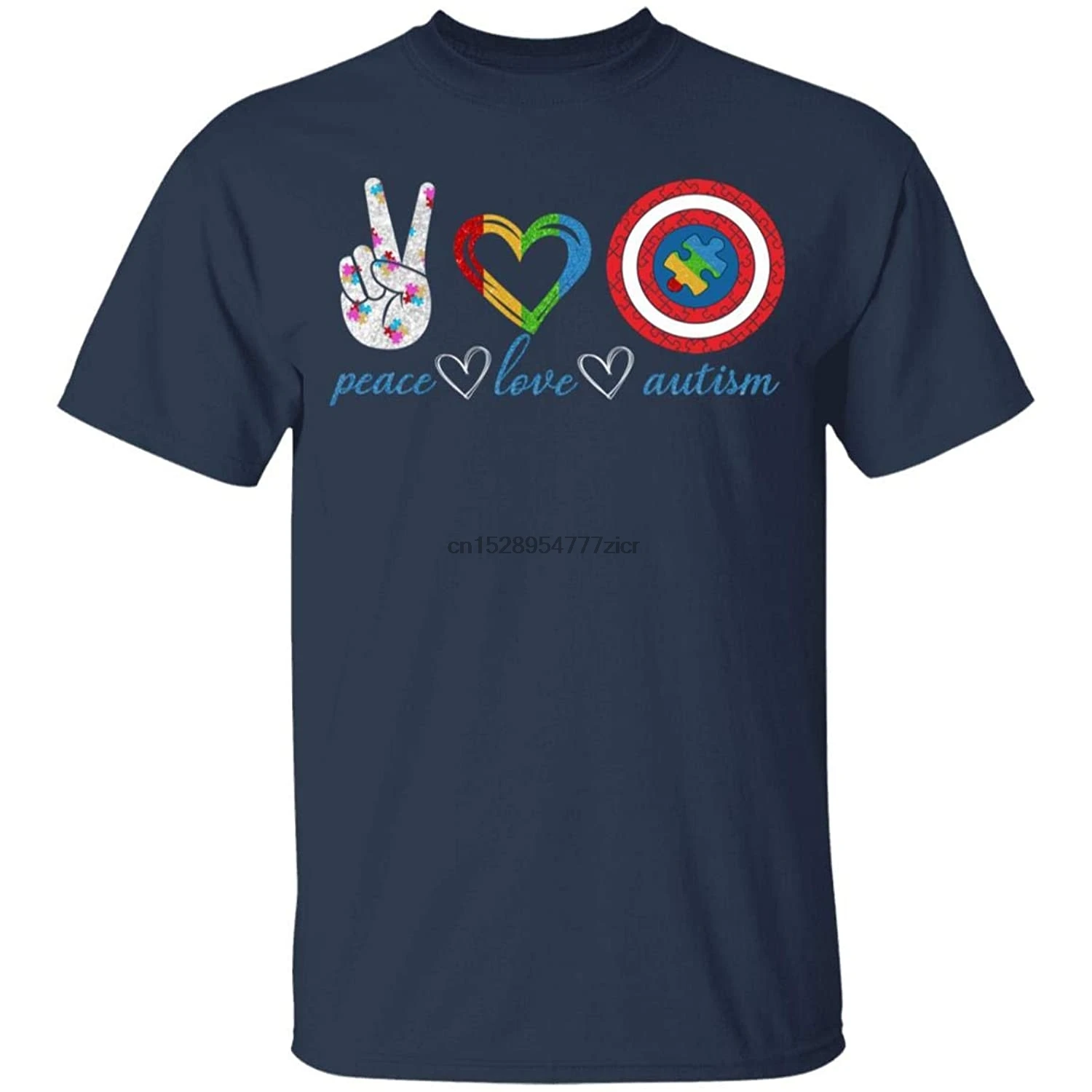 Милая футболка с надписью Peace Love authism Awareness Sign Puzzle из ленты ГОРДАЯ МАМА папа сын