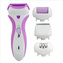 Электрический эпилятор Женская бритва эпиляция устройство Перезаряжаемые машина удаления волос 4-в-1 отшелушивающим скрабом Шлифовальная Пилка Для Ног