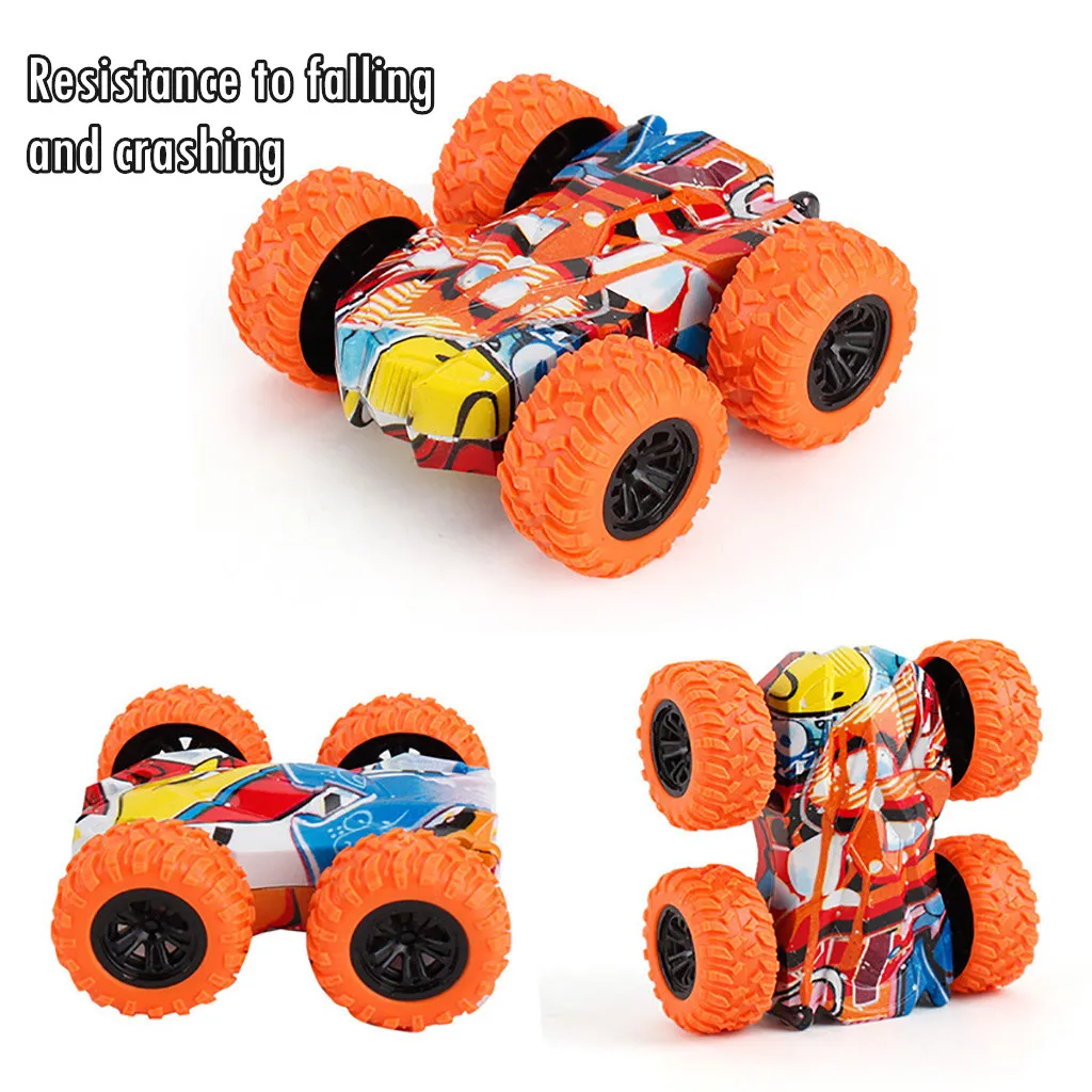 Los niños de juguete coche inercia-doble lado truco Graffiti coche carretera modelo de coche vehículo niños juguete para regalo juguetes para niños coche juguetes #3