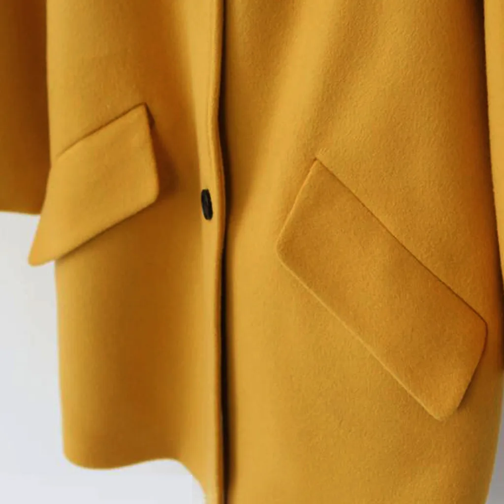 Женское осенне-зимнее шерстяное пальто с длинными рукавами и отложным воротником, оверсайз-блейзер, верхняя одежда, куртки, элегантные пальто свободного кроя, большие размеры