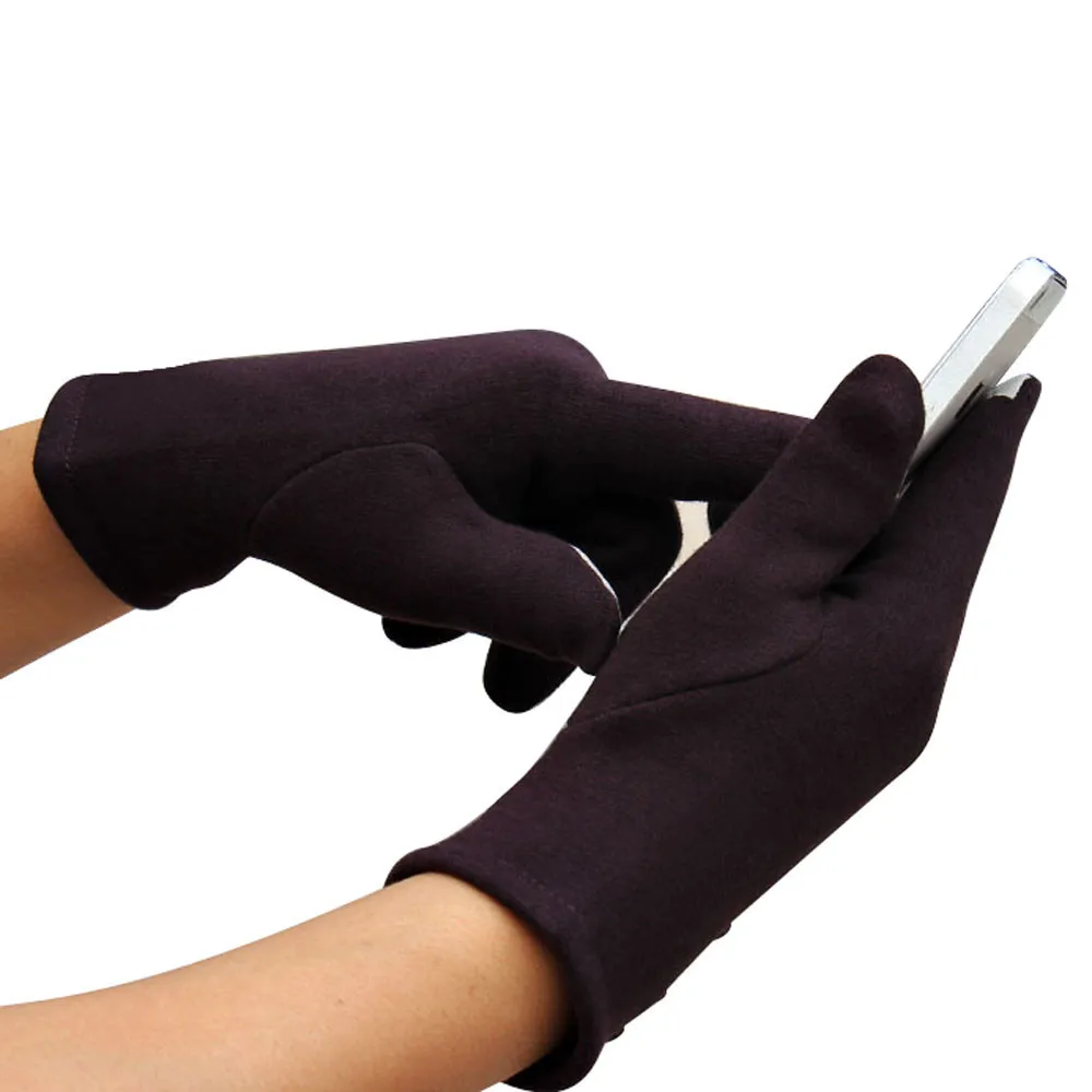 Женские зимние теплые перчатки Открытый полный палец Сенсорный экран для телефона Варежки женские однотонные модные перчатки# H
