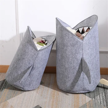 

New Cartoon Shark Felt Bag Storage Basket Children's Toy Shark Storage Bucket Dirty Laundry Storage Box Home