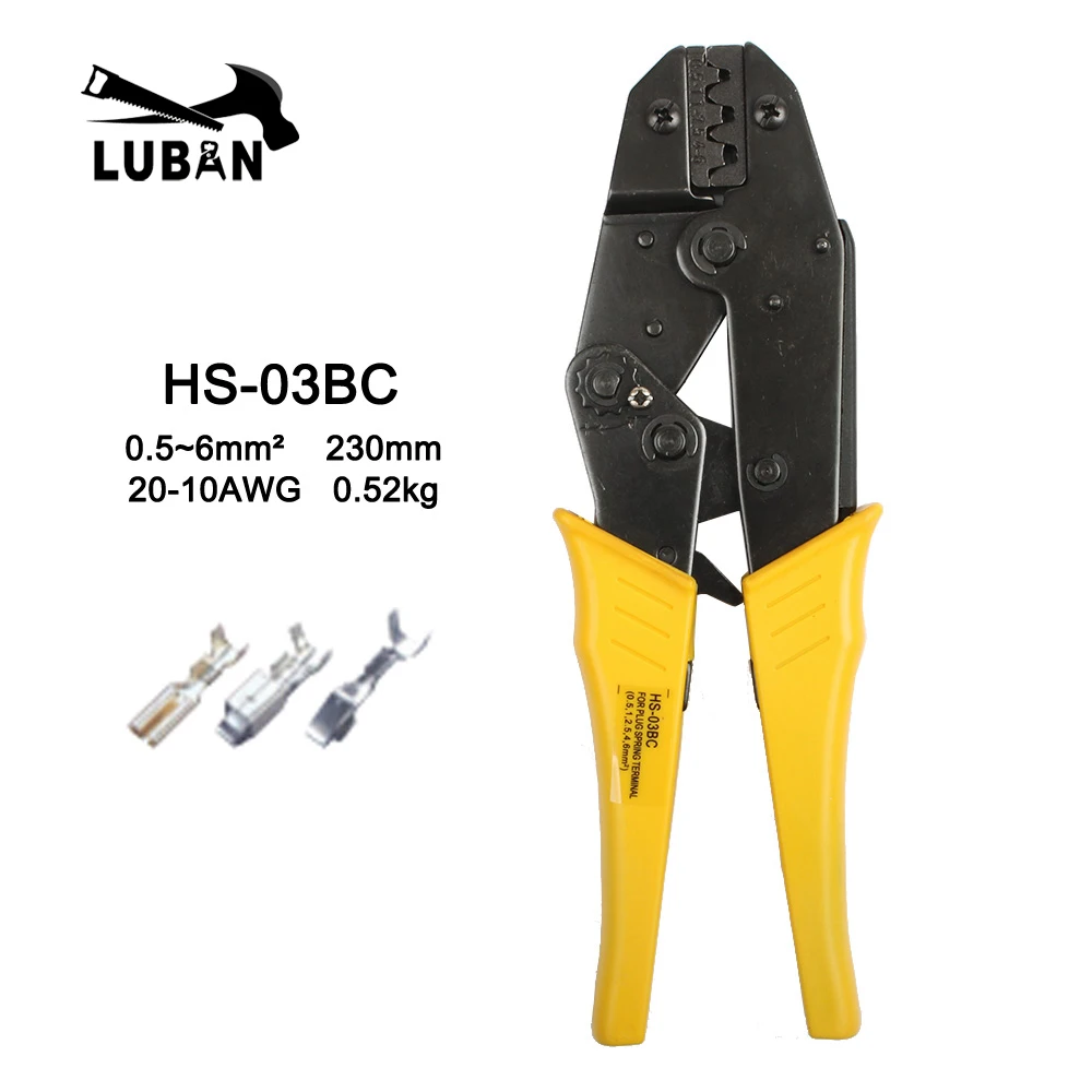 LUBAN HS-03BC обжимные плоскогубцы Multi Tool 0,5-6mm2 руководство ручные многофункциональные инструменты 0,5 до 6,0 mm2 AWG 16-10 обжимной инструмент - Цвет: HS-03BC