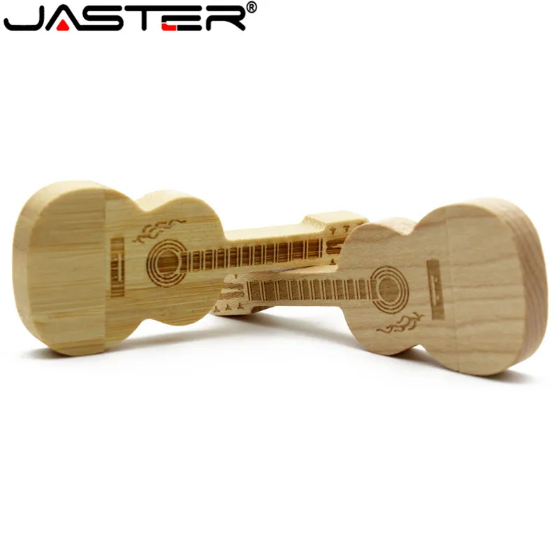 JASTER Wooden guitar usb flash drive natural wood bamboo pendrive 64GB 32GB 16GB 4GB memory stick thumb free custom logo|logo gift|wooden guitars