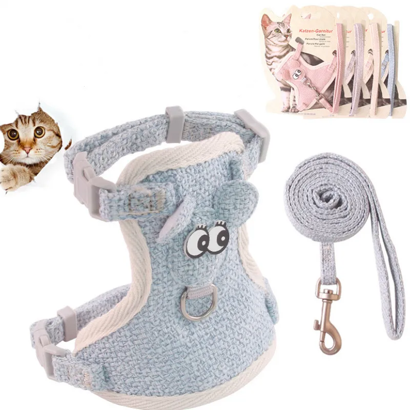 Pet Supplies Cat Harness Leash Set Vest Nylon Cartoon Pattern Permeable Harnesses Convenient Buckle Sewing Rope | Дом и сад