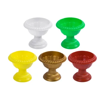 

5PCS Delicate European Style Plastic Flower Pot Roman Column Design Planter Pot for Home Balcony Office (Mixed Color)