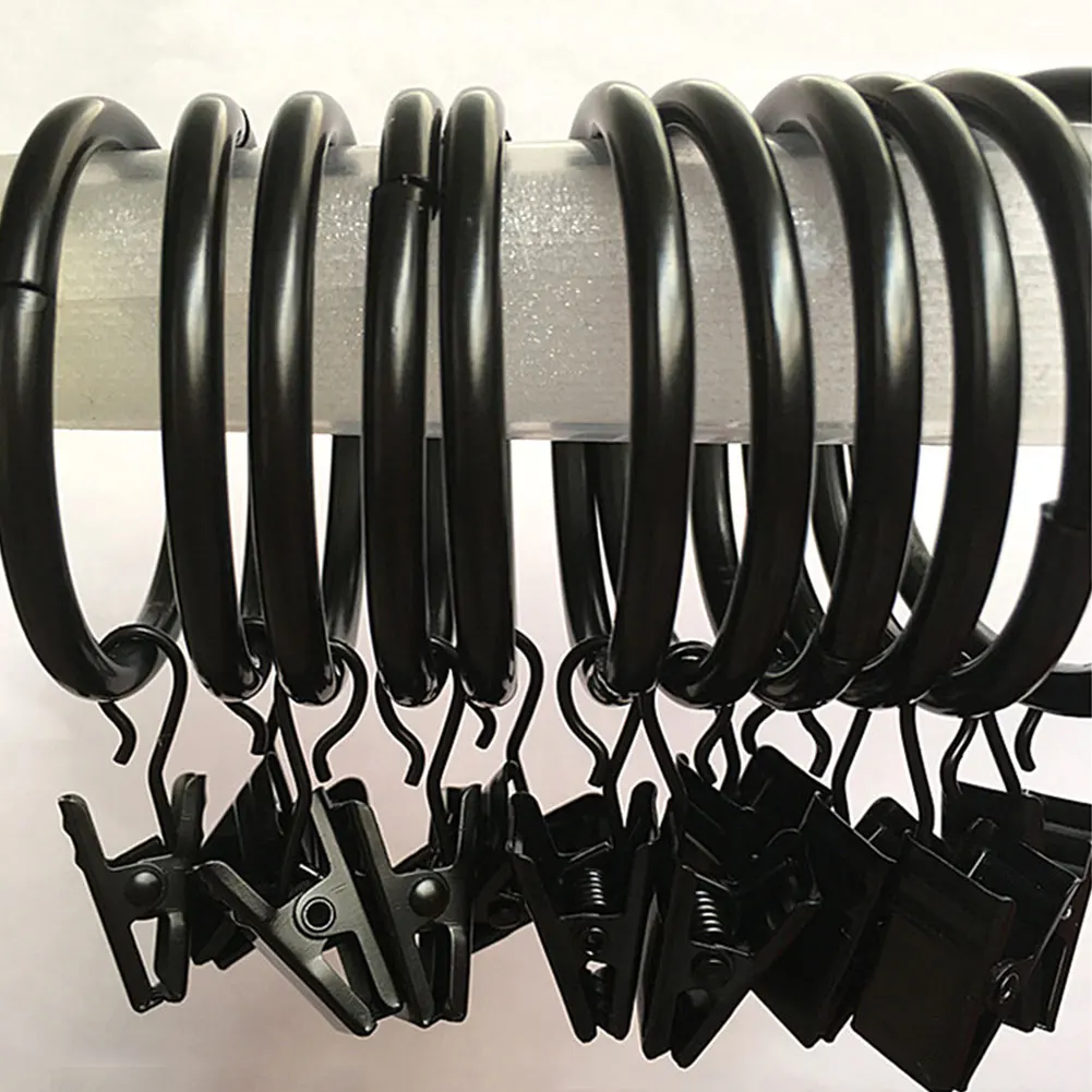 

10pcs Stainless Steel Shower Rings Rail Window Accessories Flexible Drapery Hook Home Holder Clamps Decorative Curtain Clips