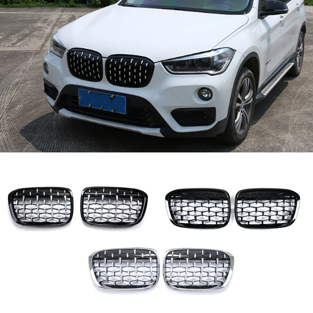 Для BMW X1 F48 F49 2016 2019 Алмазная решетка в стиле метеоритного переднего