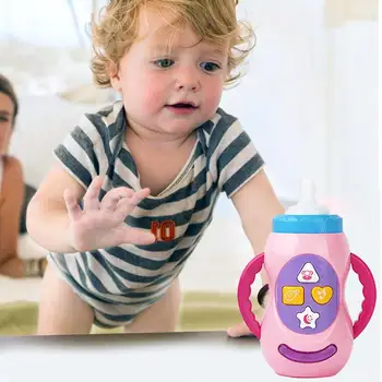 

Multicolor Geometric Shape Baby Kids Children Safe Sound Music Light Milk Bottle Learning Musical Feeding Tool Educational