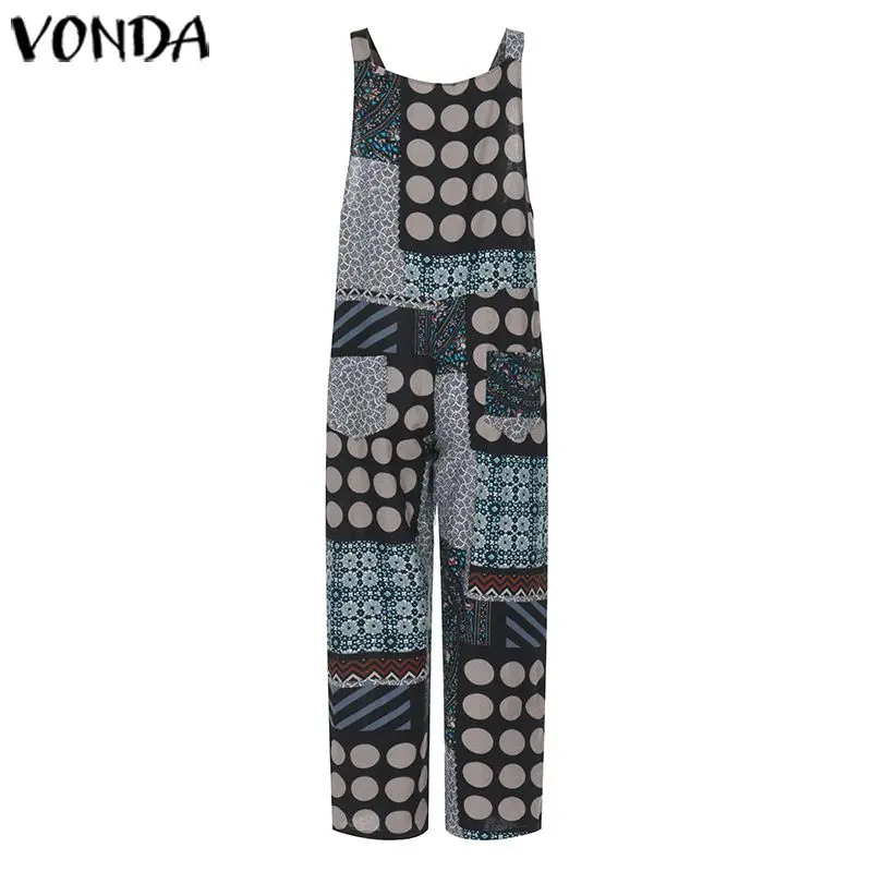 Костюмы, женские комбинезоны VONDA, сексуальные длинные костюмы для беременных, повседневные широкие брюки с принтом, женские брюки в богемном стиле