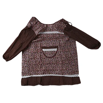 

Fashionable Sleeve Adult Apron Rural Colorblock Printed Coverall Kitchen Workwear