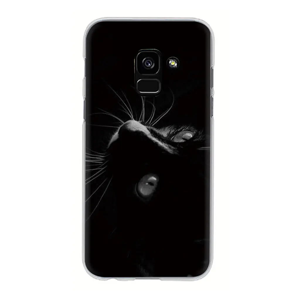Искусство черно-белого кота жесткий чехол для телефона samsung Galaxy A5 A6 A7 A8 A9 A10S A20S A30S A40S A50S A60 A70 - Цвет: H12