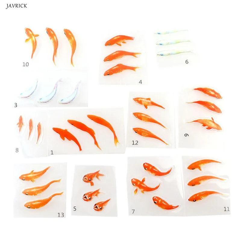 

12 Pcs/set 3D Small Goldfish Handmade Three-dimensional Stickers DIY Crystal Epoxy Resin Jewelry Making Painting Filling Materia