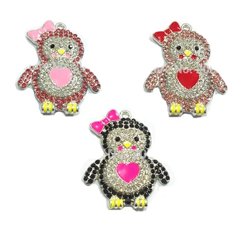 

( Choose Color First ) 40MM*37MM 10pcs/lot Lovely Owl Rhinestone Pendants For Valentine's Day Jewelry Making