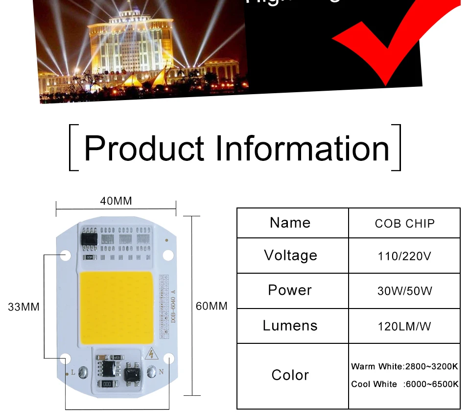 led cob lamp bulb white warm white 220v 110V with smart ic driver (3)