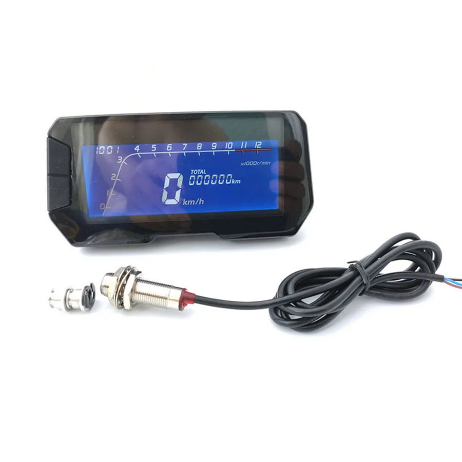 

Motorcycle LCD Digital Speedometer Odometer 12000RPM Speed Fuel Gauge Kph Mph Backlight DC 12V