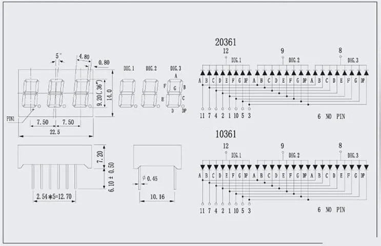 20pcs 0.36" 0.36in Digital Tube 0.36in. Yellow LED Display 7 Segment Common CATHODE