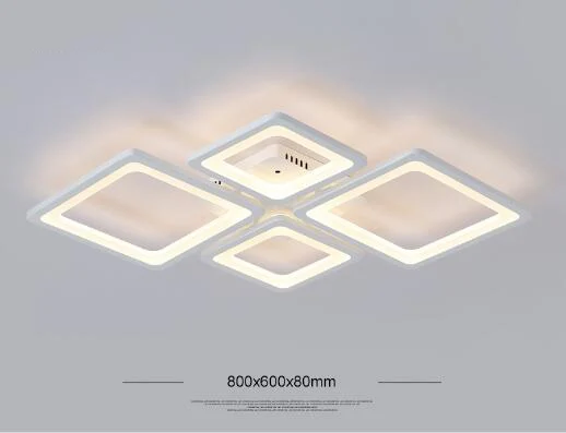 Прямоугольные современные светодиодные потолочные люстры-светильники для гостиной, спальни, AC85-265V, квадратные потолочные люстры-украшения - Цвет корпуса: 80x60cm