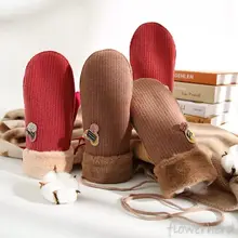 Перчатки зимние женские плюс бархатные толстые теплые милые студенческие Ins женские перчатки с сердечком новогодние подарки уличные Висячие перчатки из шерсти