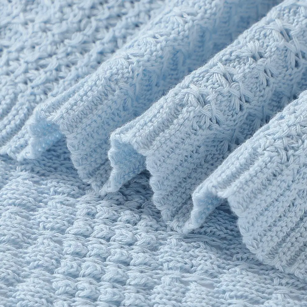 Baby Blankets Newborn Boys Girls Stroller Bed Crib Blankets 100*80cm Solid Color Knitted Infant Kids Monthly Swaddle Wrap Quilts
