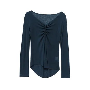 

2020 New Ladies Slim Fit Solid V-Neck Long Sleeve T-Shirt red