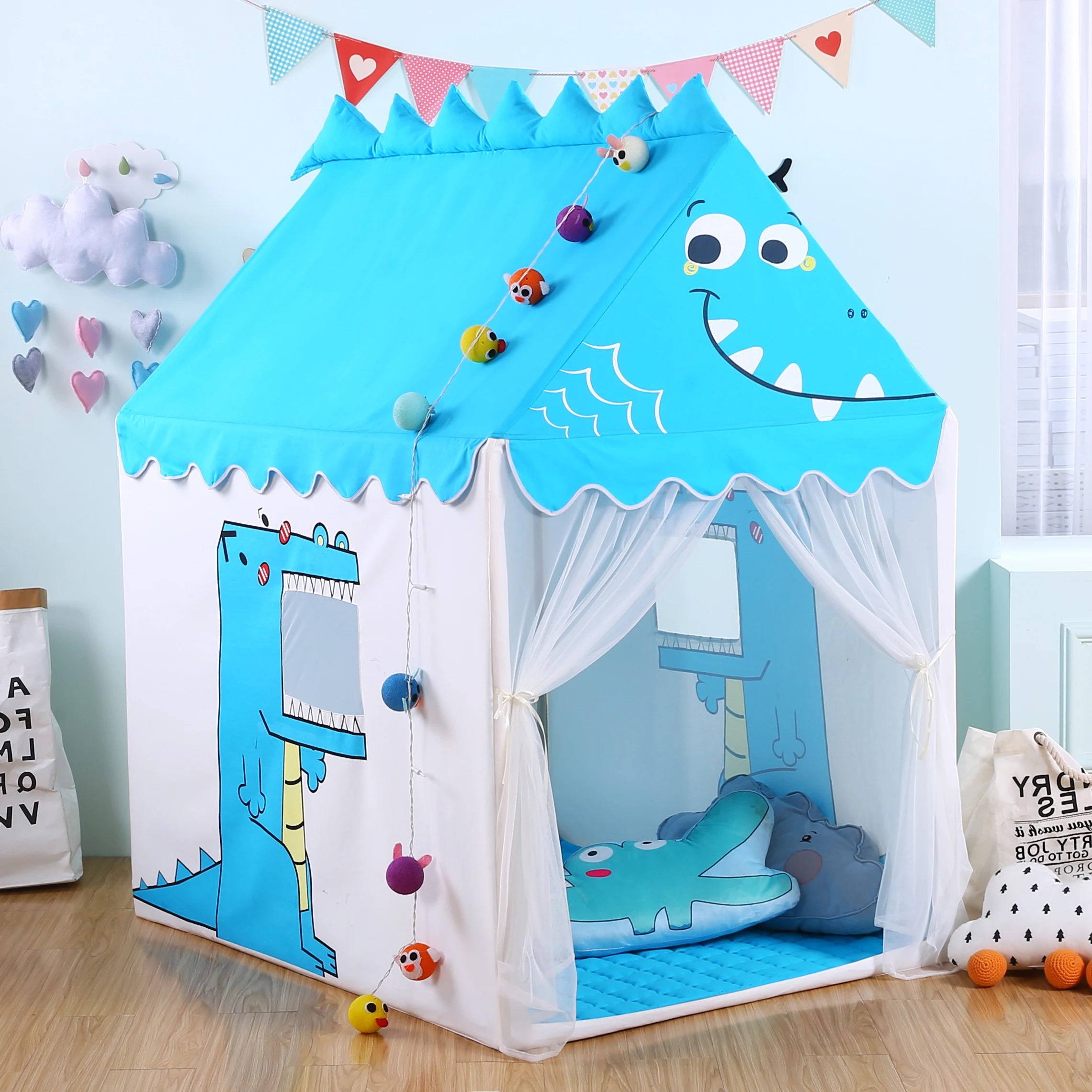 Portable Play Kids Tent Animal Giraffe Rabbit Dinosaur Tiger tent Children Indoor Outdoor Ocean Ball game tent Castle Room House 3