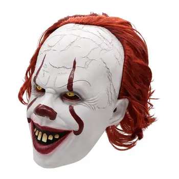 

2019 New Arrival Red Hair Clown Mask Halloween Latex Mask Cosplay Costume Party Props Scary Mask For Halloween Party Decoration