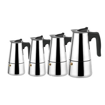 

Stovetop Espresso Maker Stainless Steel Moka Pot Coffee Maker 100/200/300/450ML Coffee Pot Stovetop Tool Percolator Cafetiere