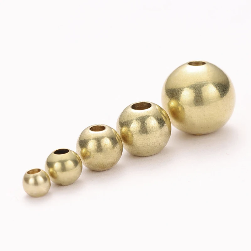 Brass Ball Beads 50pcs Original Round 3/4/5/6/8mm For DIY Necklaces Jewelry Making