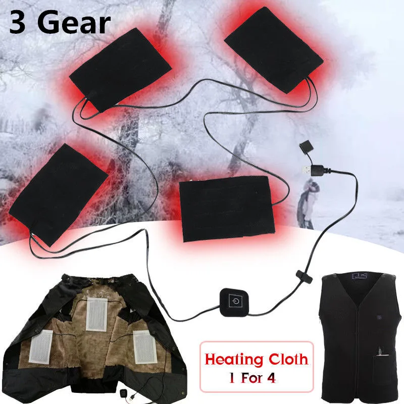 

4-in-1 9W Washable Electric Heating Pad USB 3 Gear Adjustable DIY Thermal Clothing Outdoor Heated Jacket Vest Mobile Warm Gear