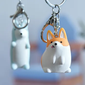 

New Cartoon Cute Corgi Key Chain Lovely Fox Car Pendant Bag Accessories Keychain Exquisite Small Keyring Gift Give Girlfriend