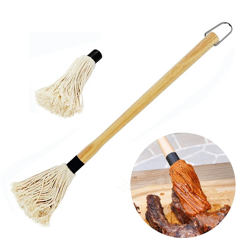 Bbq Grill Basting Mop Professional Barbecue Brush With Removable Brush