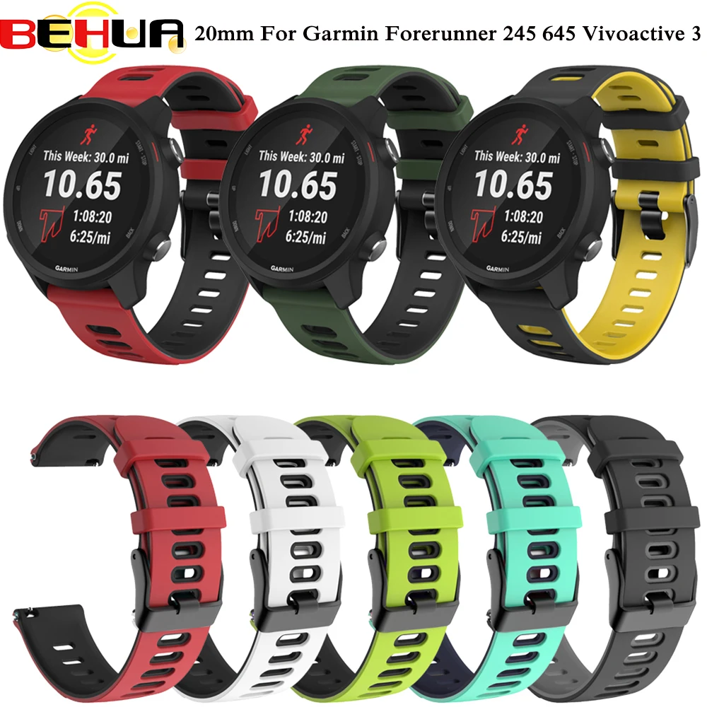 Цветной силиконовый ремешок для часов Garmin Forerunner 245 645 Vivoactive 3 Vivomove HR Смарт часы Venu