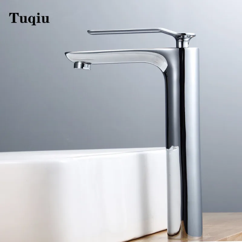 

Tall Basin Faucet Modern Counter Top Basin Mixer Taps Bathroom Sink Tall Chrome Faucet Deck Mounted Single Hole brass white