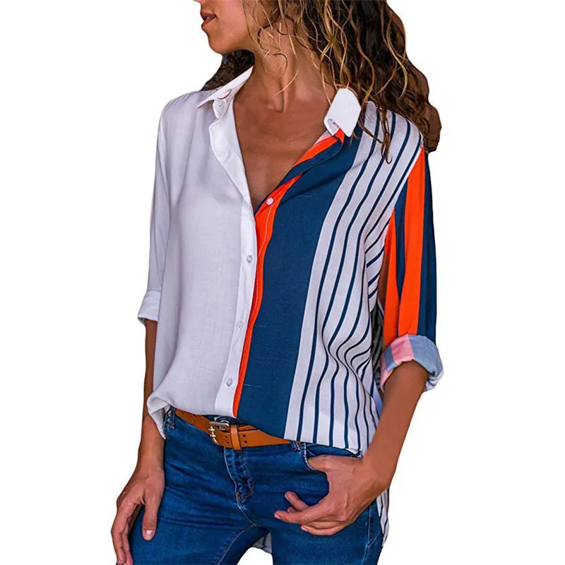 Модные женские блузки, шифоновая блузка с принтом, рубашка с длинным рукавом, женские рубашки, офисные блузки, женские топы и блузки - Цвет: Style16