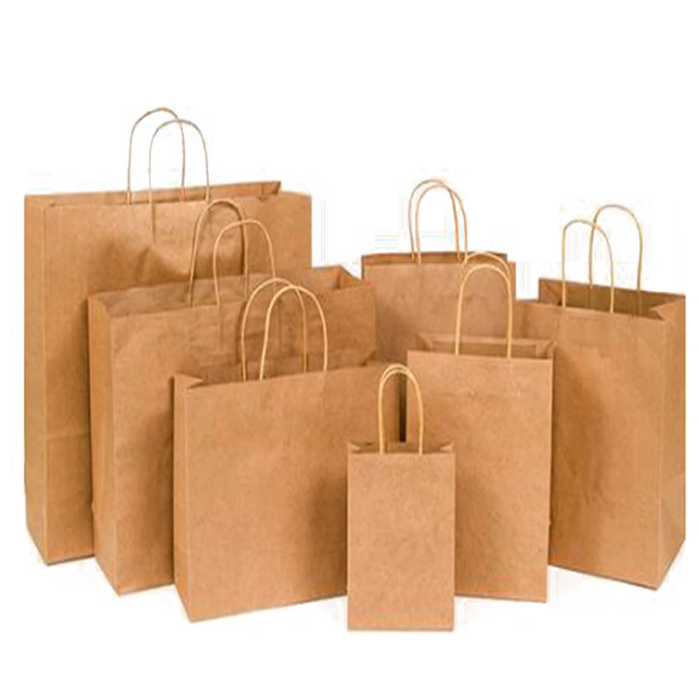 Поворотная ручка бумажная сумка для покупок коричневый вечерние и сумка для подарка Костюмы хозяйственная сумка простая сумка Eco оптовая
