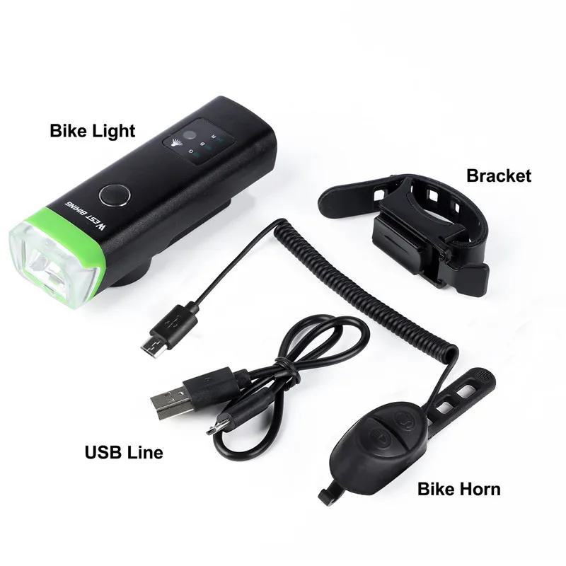 WEST BIKING передний велосипедный светильник USB Перезаряжаемые светодиодный