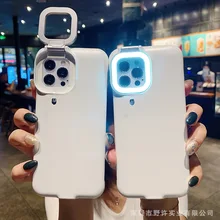 

For iPhone 12 11 Pro ProMax XS Max XR X XS 8 7Plus With Fill Light Make-up Lamp Phone Case Selfie Ring Flashing Protective Cover