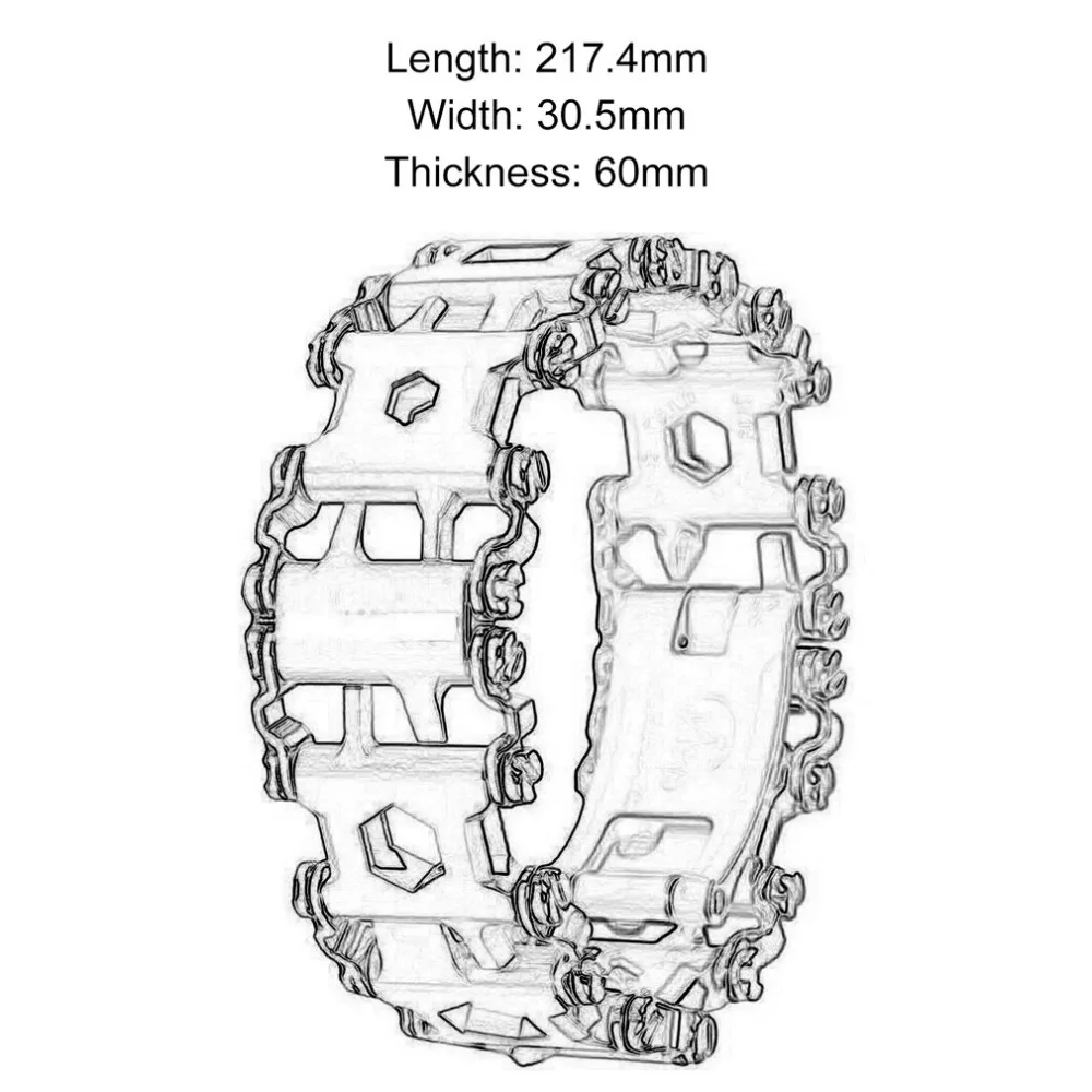 

Multifunction Tread Bracelet Stainless Steel Outdoor Bolt Driver Tools Kit Travel Friendly Wearable Multitool