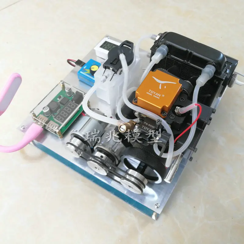Четырехтактный бензиновый Метанол двигатель/модель топлива DIY с водяным охлаждением охлаждающий генератор