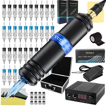 Hot Tattoo Cartridge Machine Pen Kit with Tattoo Pen Machine Power Supply Cartridge Needles for Permanent Makeup Tattoo Supply