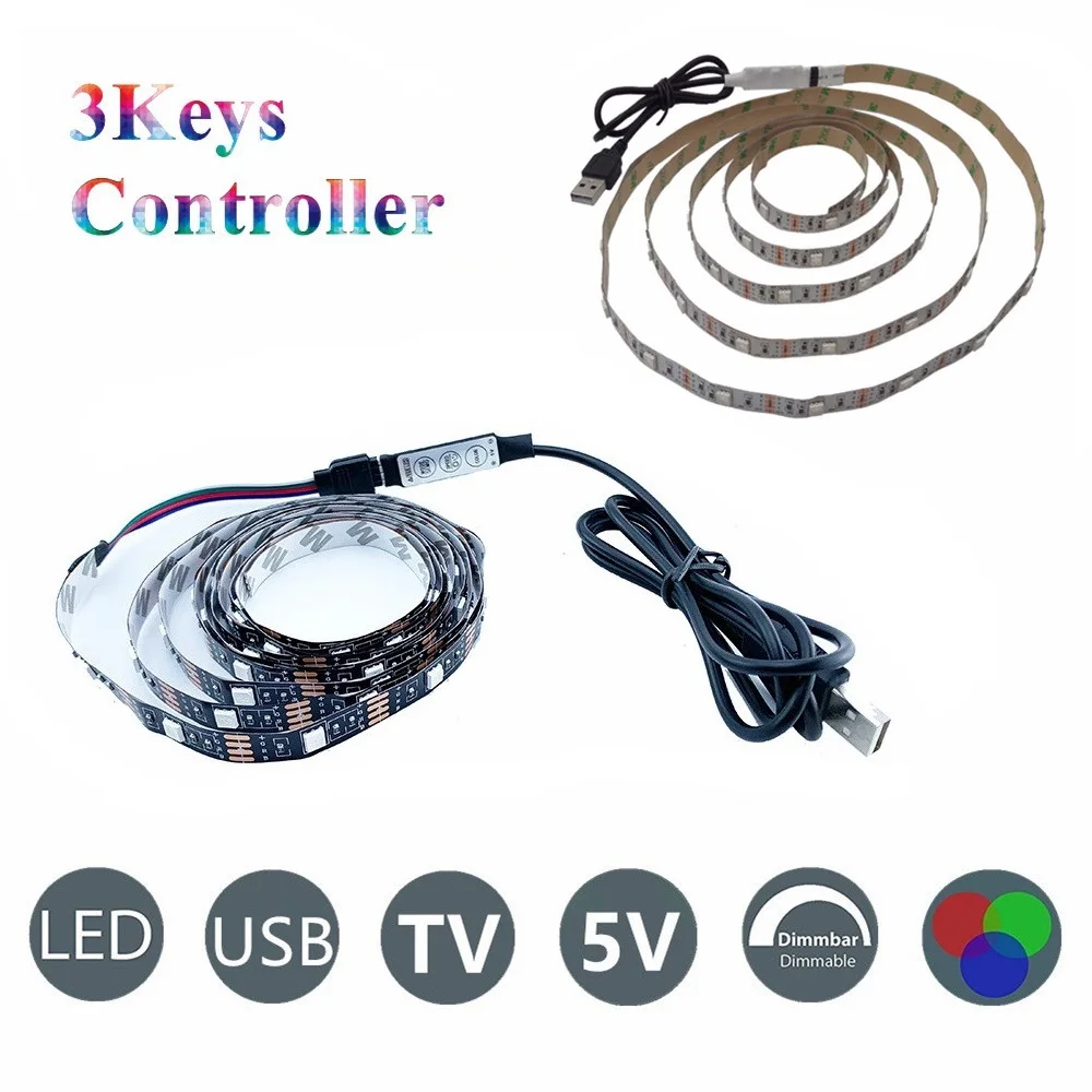 Светодиодная лента RGB 5050 SMD для подсветки телевизора 5 В USB 30 светодиосветодиодный